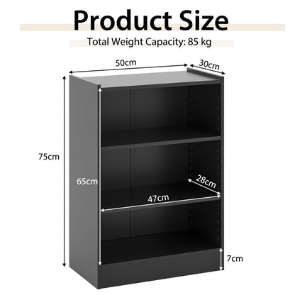 3-tier adjustable bookcase with open shelves for books, plants, photos, and decorations