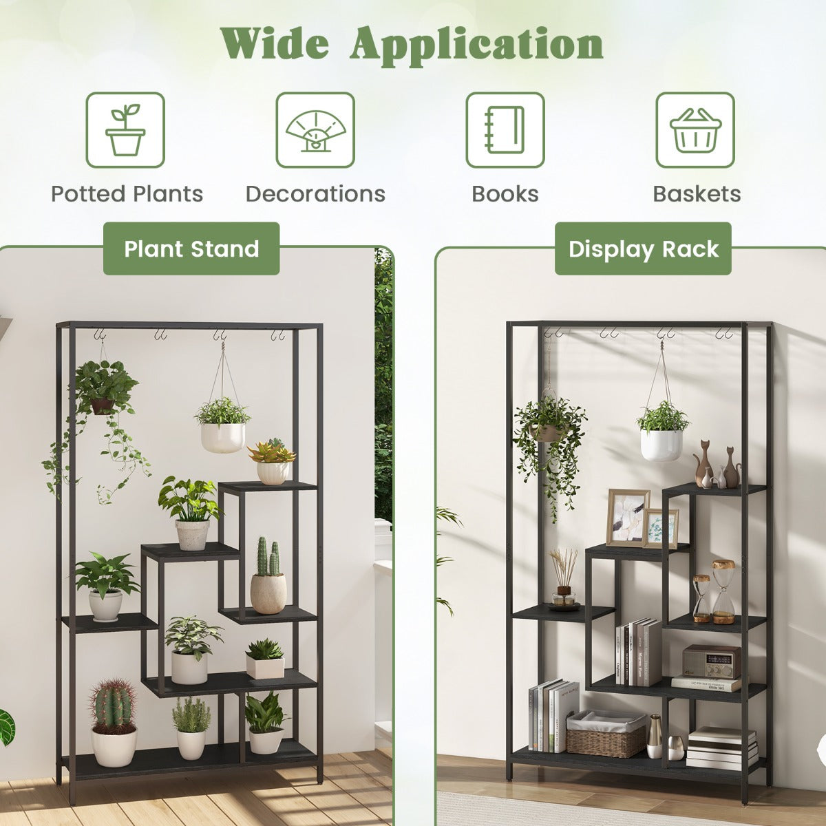 Space-saving ladder plant shelf transforms apartment corners and balconies into stylish green displays