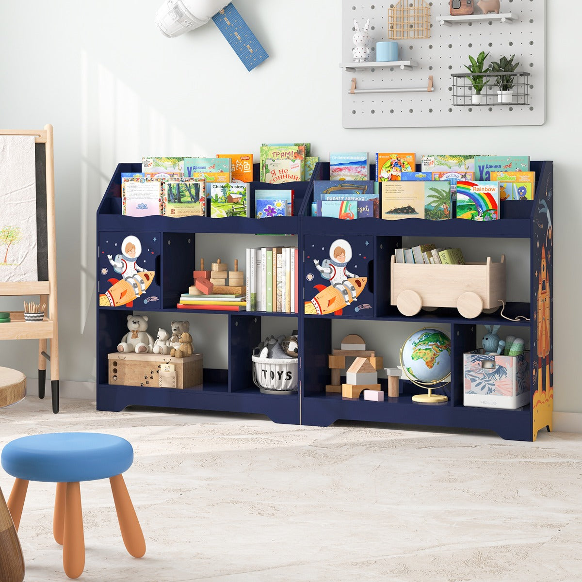 Costway Toy Storage Organizer Display Stand for Playroom-Blue