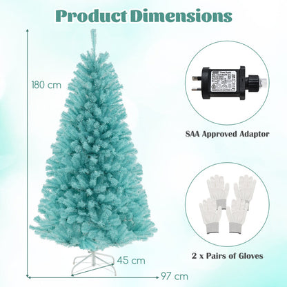 1.8M Blue Artificial Christmas Tree with LED Lights and Lush Branch Tips