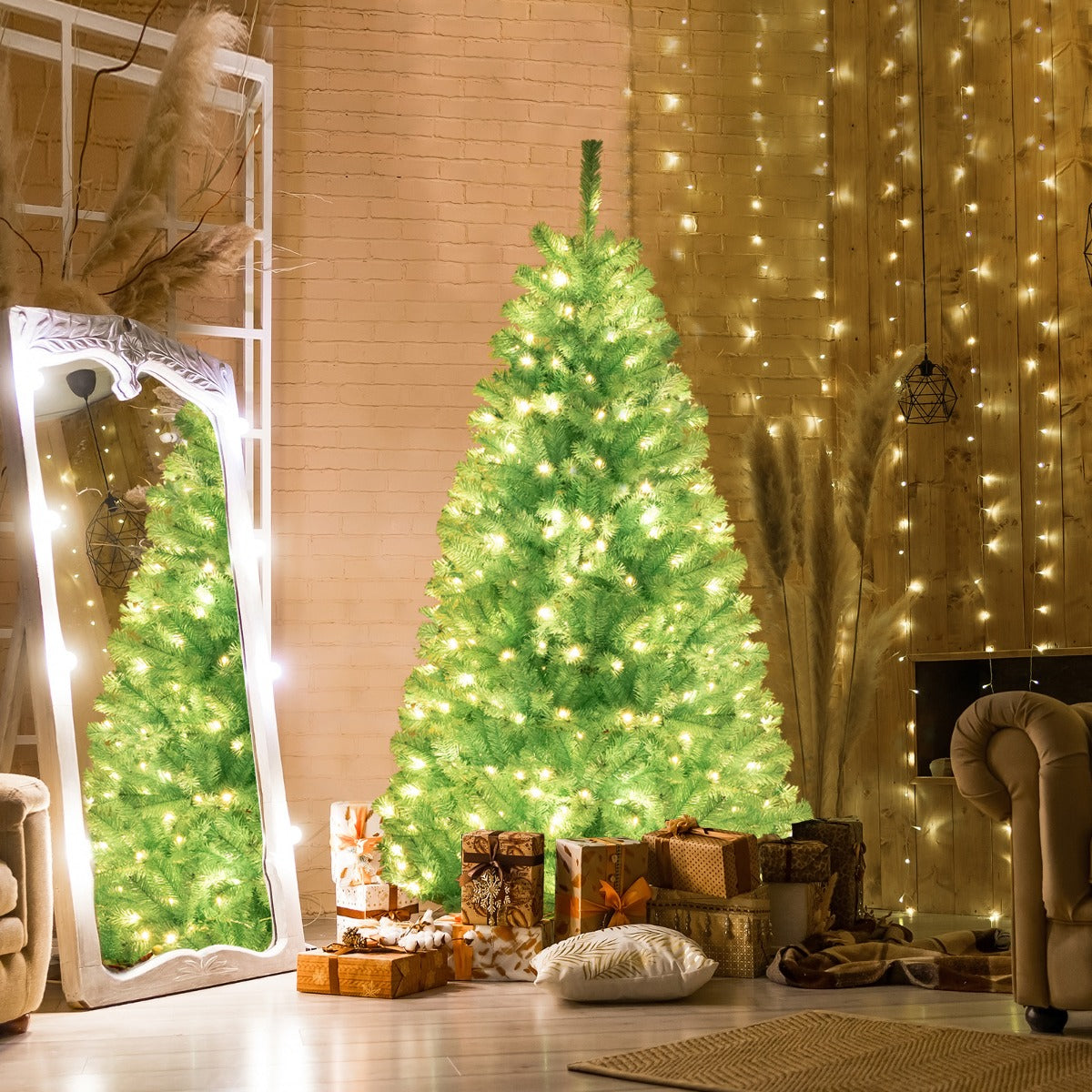 1.8M Blue Artificial Christmas Tree with LED Lights and Lush Branch Tips