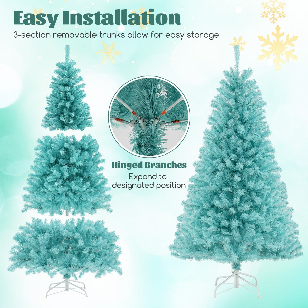 1.8M Blue Artificial Christmas Tree with LED Lights and Lush Branch Tips