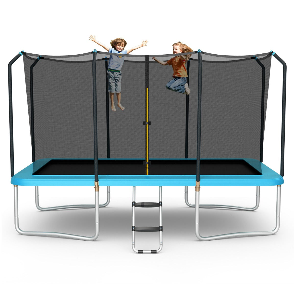430 cm x 250 cm Rectangular Trampoline with Enclosure Net for Kids and Adults-Blue