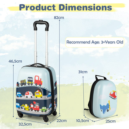 2-Piece Carry-on Luggage Set with Spinner Wheels for Children-Navy