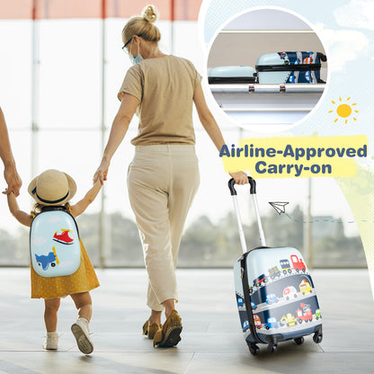 2-Piece Carry-on Luggage Set with Spinner Wheels for Children-Navy