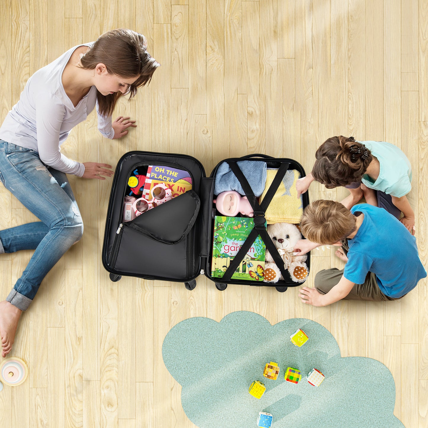 2-Piece Carry-on Luggage Set with Spinner Wheels for Children-Navy