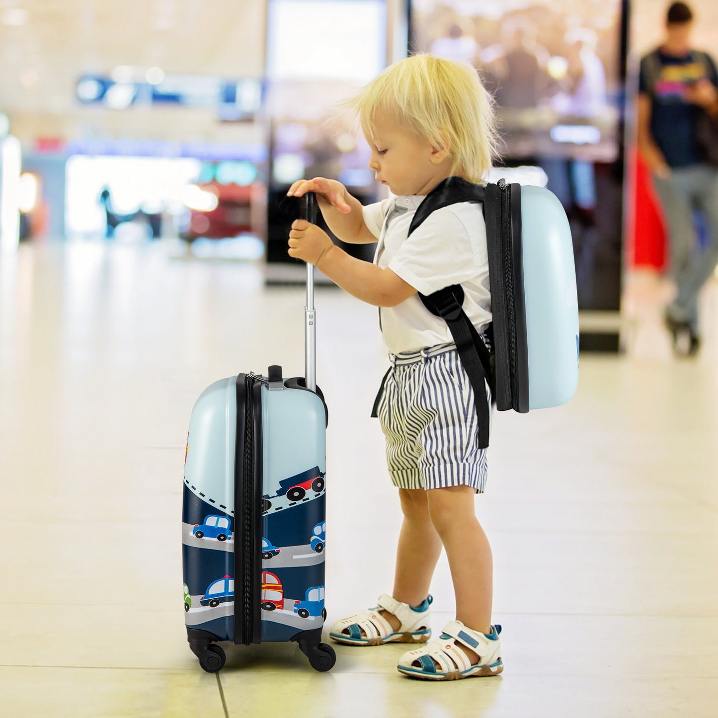 2-Piece Carry-on Luggage Set with Spinner Wheels for Children-Navy