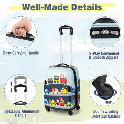 2-Piece Carry-on Luggage Set with Spinner Wheels for Children-Navy