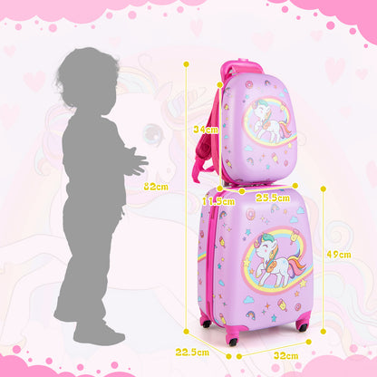 2-Piece Carry-on Luggage Set with Spinner Wheels for Children-Pink