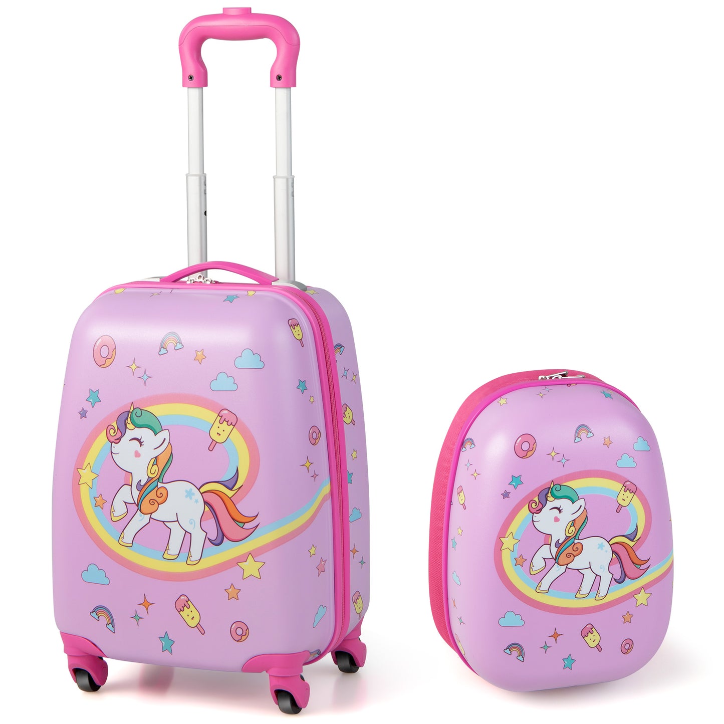 2-Piece Carry-on Luggage Set with Spinner Wheels for Children-Pink