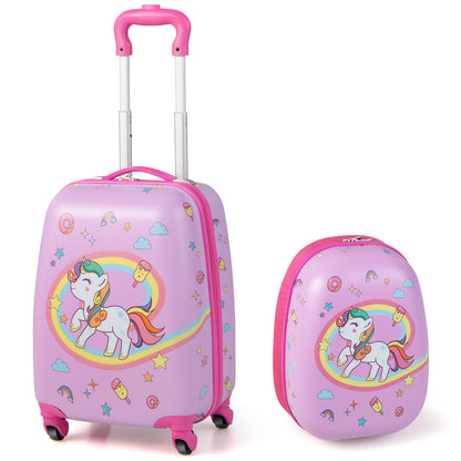 2-Piece Carry-on Luggage Set with Spinner Wheels for Children-Pink