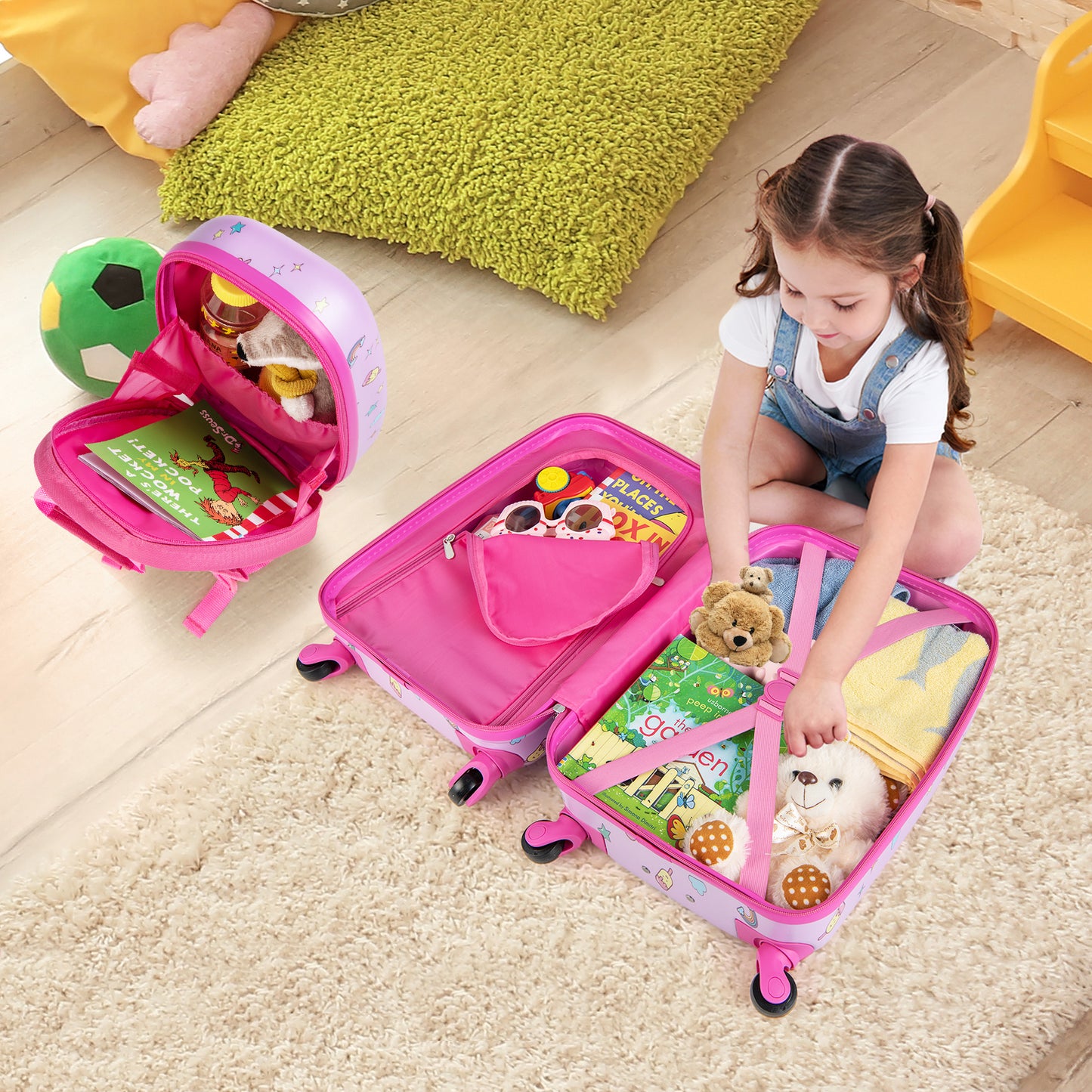 2-Piece Carry-on Luggage Set with Spinner Wheels for Children-Pink