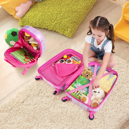 2-Piece Carry-on Luggage Set with Spinner Wheels for Children-Pink