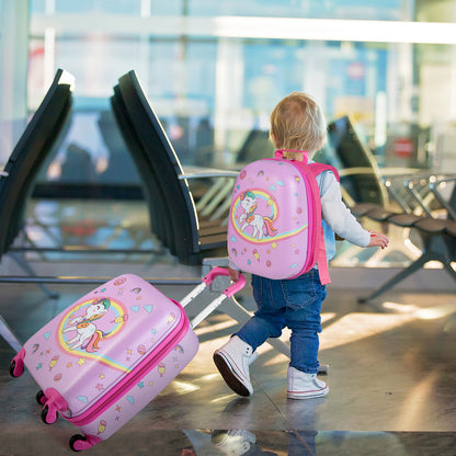 2-Piece Carry-on Luggage Set with Spinner Wheels for Children-Pink