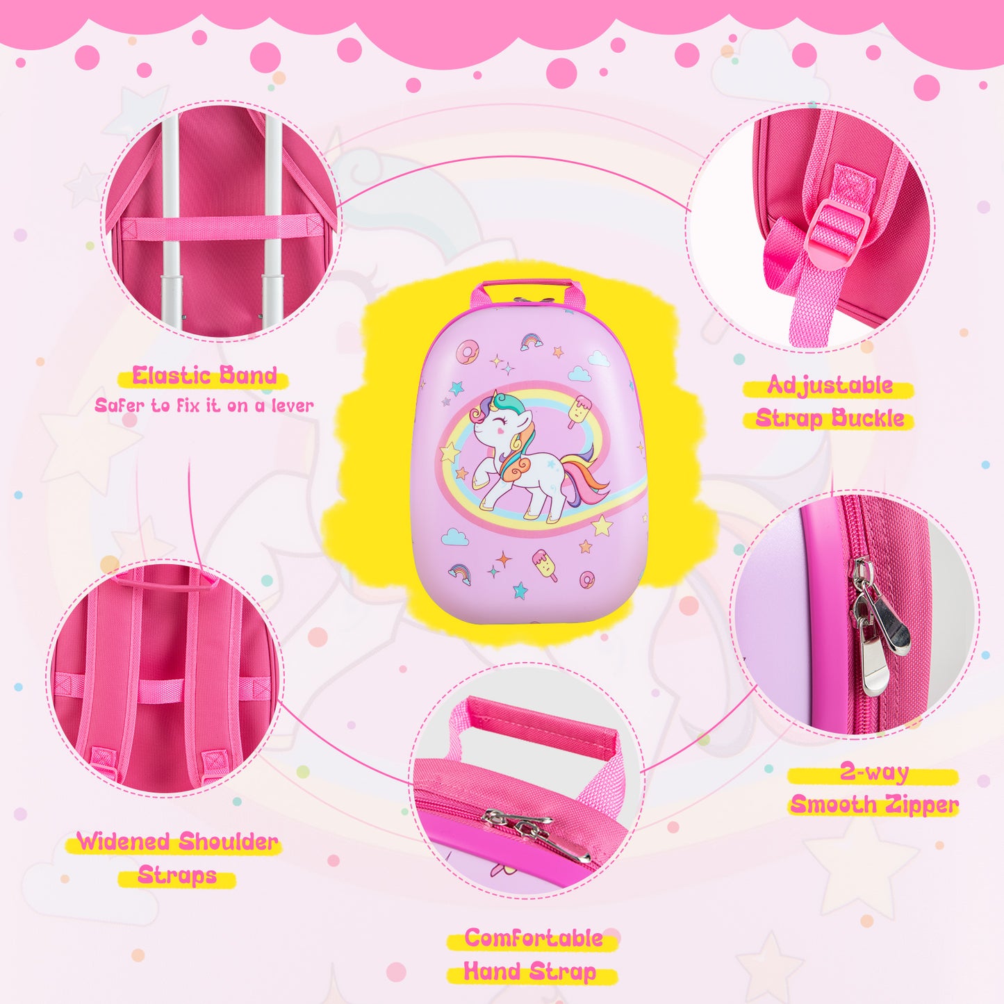 2-Piece Carry-on Luggage Set with Spinner Wheels for Children-Pink