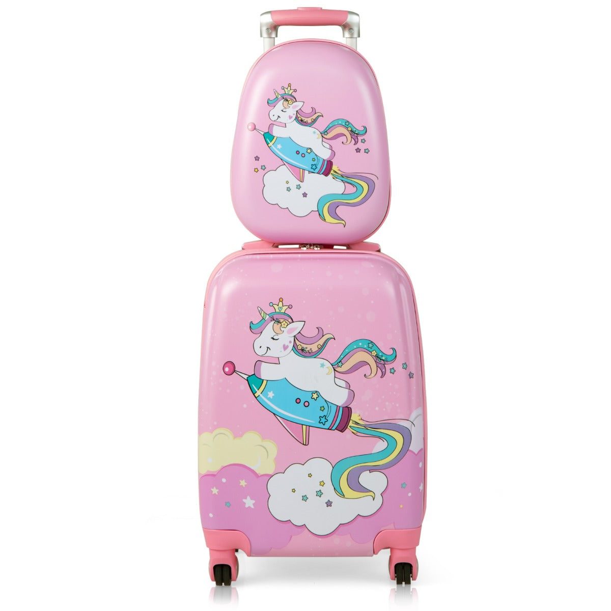 Hardside Rolling Suitcase with Spinner Wheels &amp; Retractable Handle-Pink