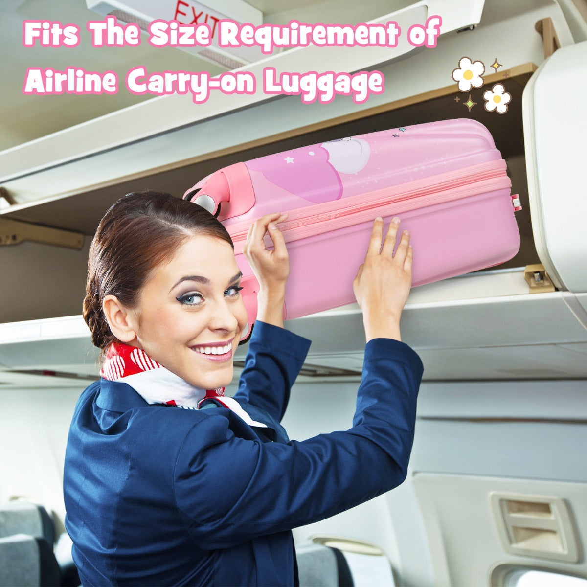 Hardside Rolling Suitcase with Spinner Wheels &amp; Retractable Handle-Pink