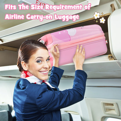 Hardside Rolling Suitcase with Spinner Wheels &amp; Retractable Handle-Pink