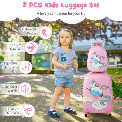 Hardside Rolling Suitcase with Spinner Wheels &amp; Retractable Handle-Pink