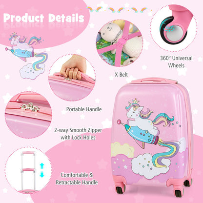 Hardside Rolling Suitcase with Spinner Wheels &amp; Retractable Handle-Pink