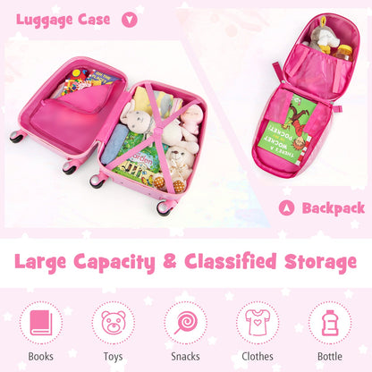 Hardside Rolling Suitcase with Spinner Wheels &amp; Retractable Handle-Pink