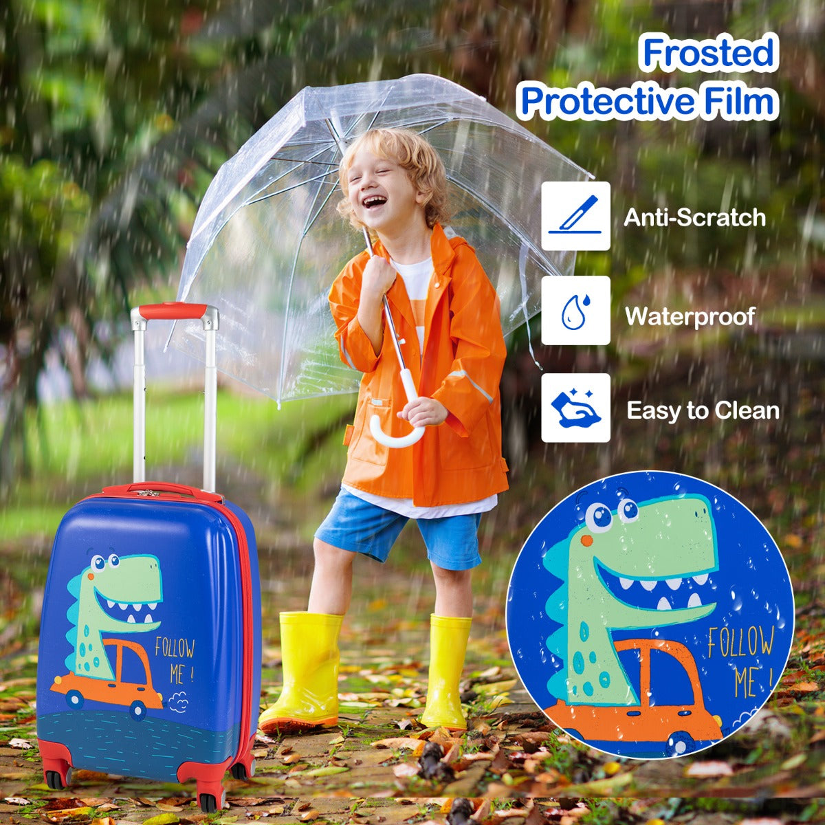 Hardside Rolling Suitcase with Spinner Wheels &amp; Retractable Handle-Blue
