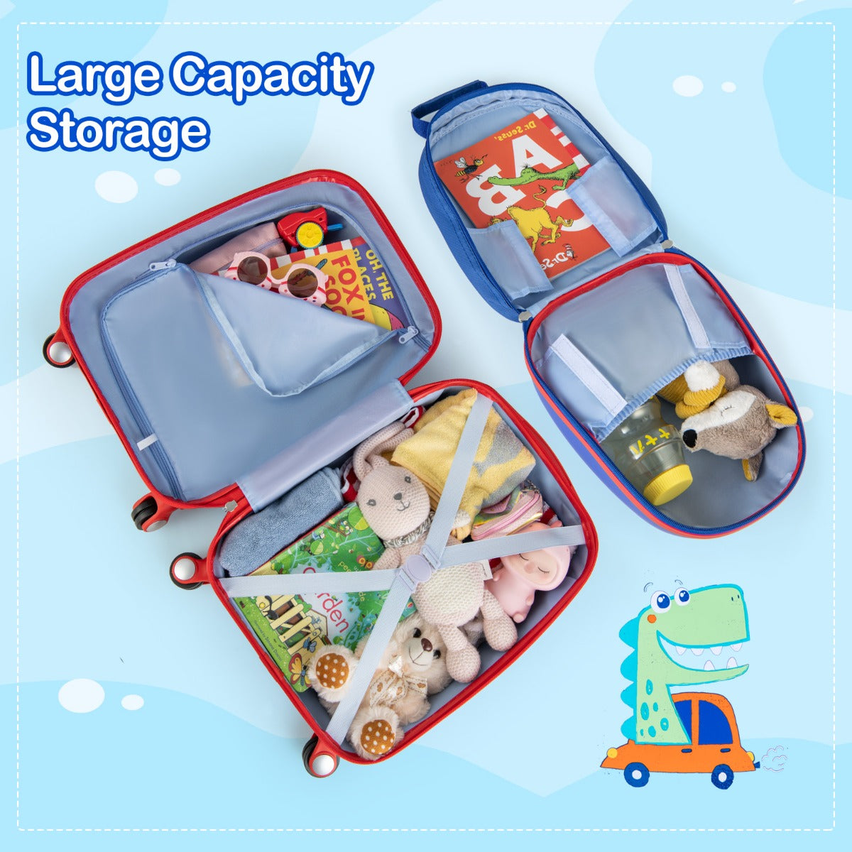 Hardside Rolling Suitcase with Spinner Wheels &amp; Retractable Handle-Blue