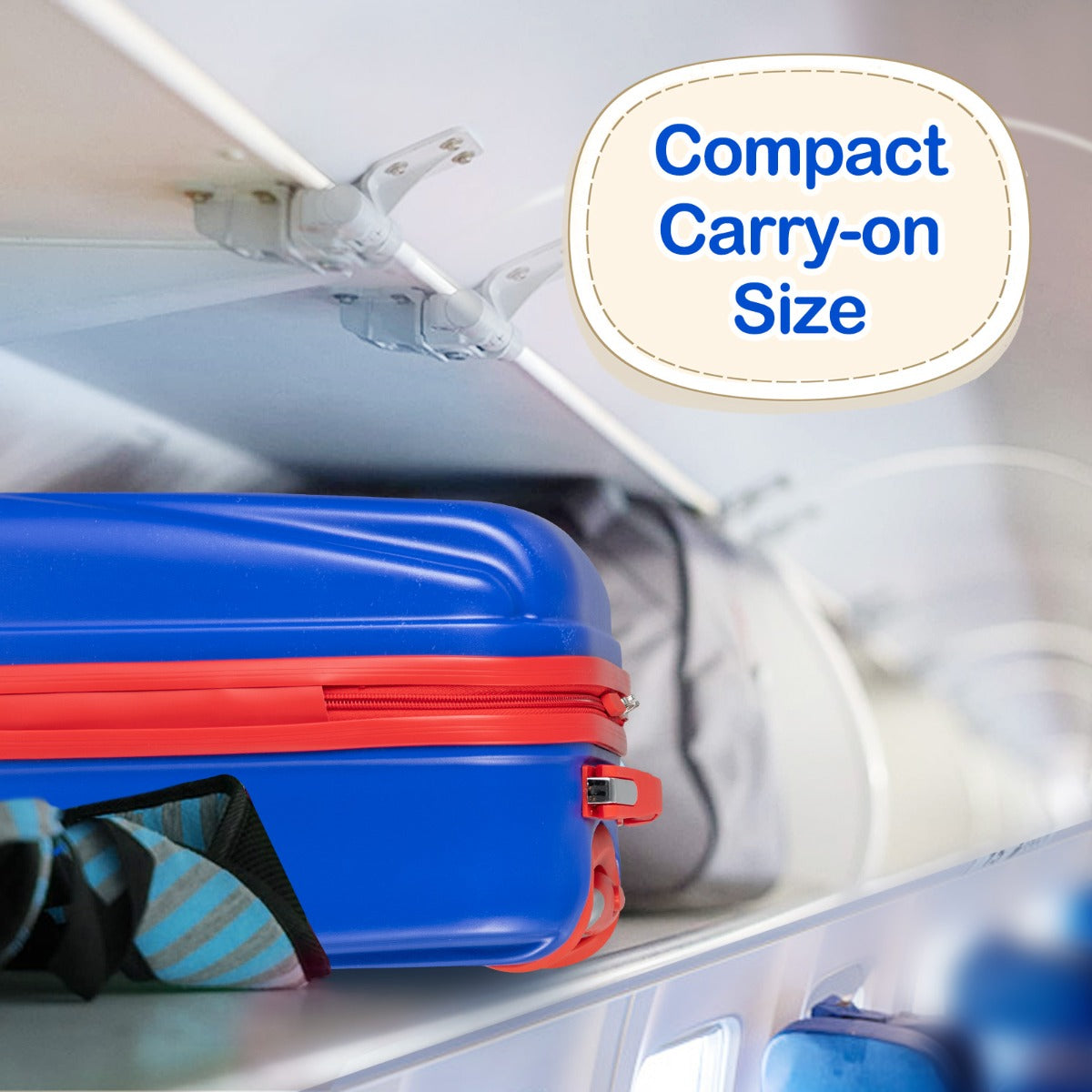 Hardside Rolling Suitcase with Spinner Wheels &amp; Retractable Handle-Blue
