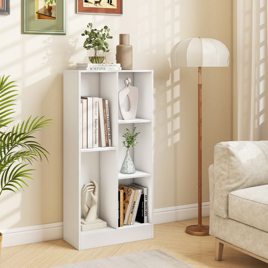 Costway 5-Cube Freestanding Storage Bookshelf with 2 Anti-Tipping Kits-White