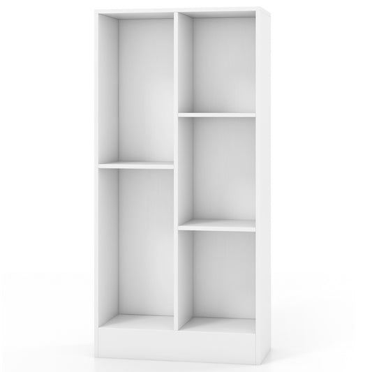 Costway 5-Cube Freestanding Storage Bookshelf with 2 Anti-Tipping Kits-White