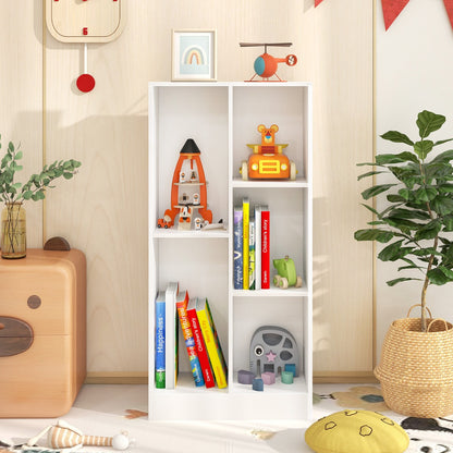 Costway 5-Cube Freestanding Storage Bookshelf with 2 Anti-Tipping Kits-White