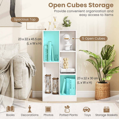 Costway 5-Cube Freestanding Storage Bookshelf with 2 Anti-Tipping Kits-White