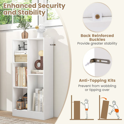 Costway 5-Cube Freestanding Storage Bookshelf with 2 Anti-Tipping Kits-White
