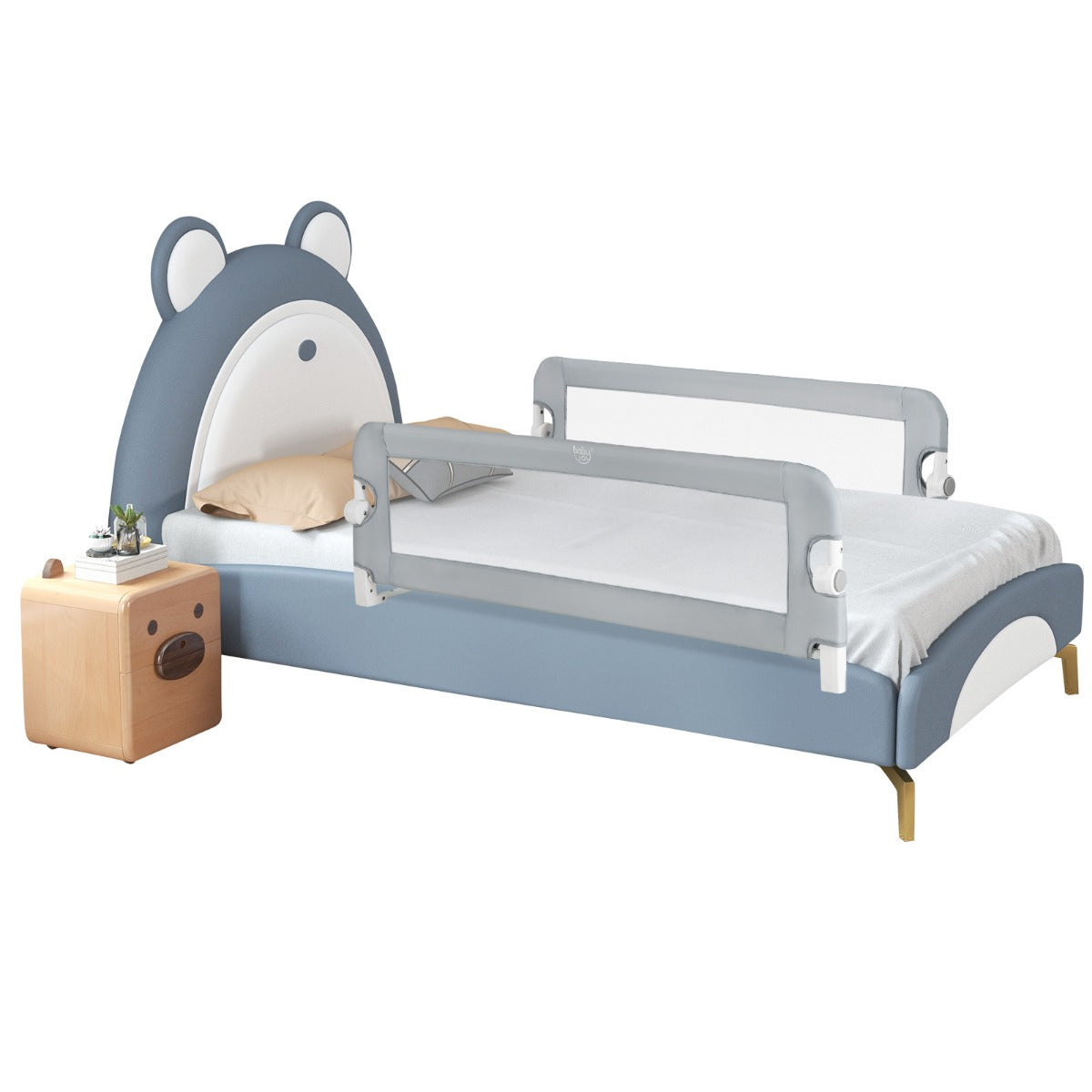 Toddler Bed Rail Guard with Adjustable Safety Strap for Baby
