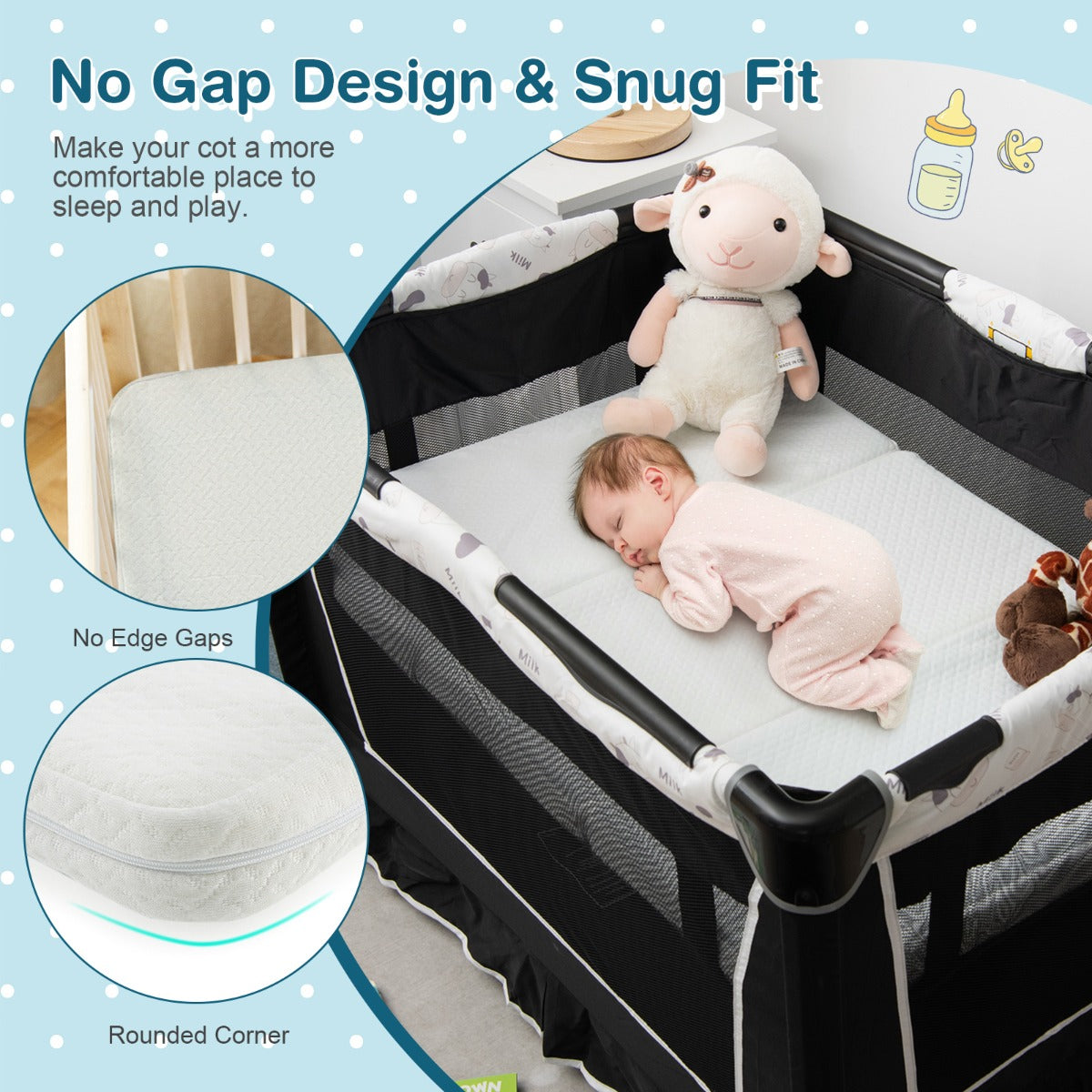 Costway Tri-fold Baby Foam Mattress with Carrying Bag for Travel