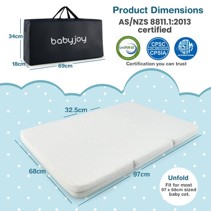 Costway Tri-fold Baby Foam Mattress with Carrying Bag for Travel