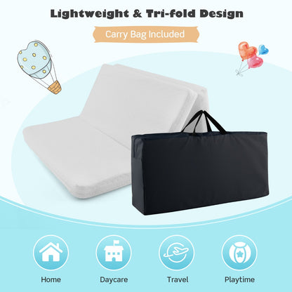 Costway Tri-fold Baby Foam Mattress with Carrying Bag for Travel