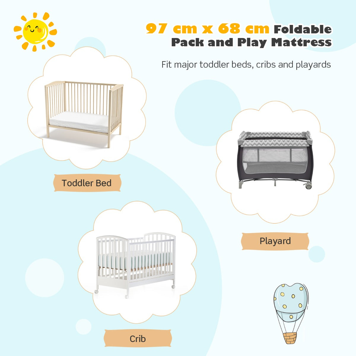 Costway Tri-fold Baby Foam Mattress with Carrying Bag for Travel