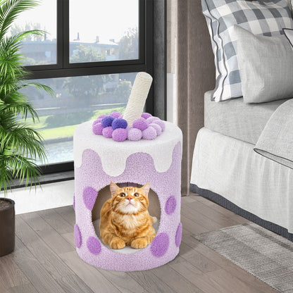 Costway Bubble Tea Cat Tree Tower Cat Condo Furniture with Scratching Post-Purple