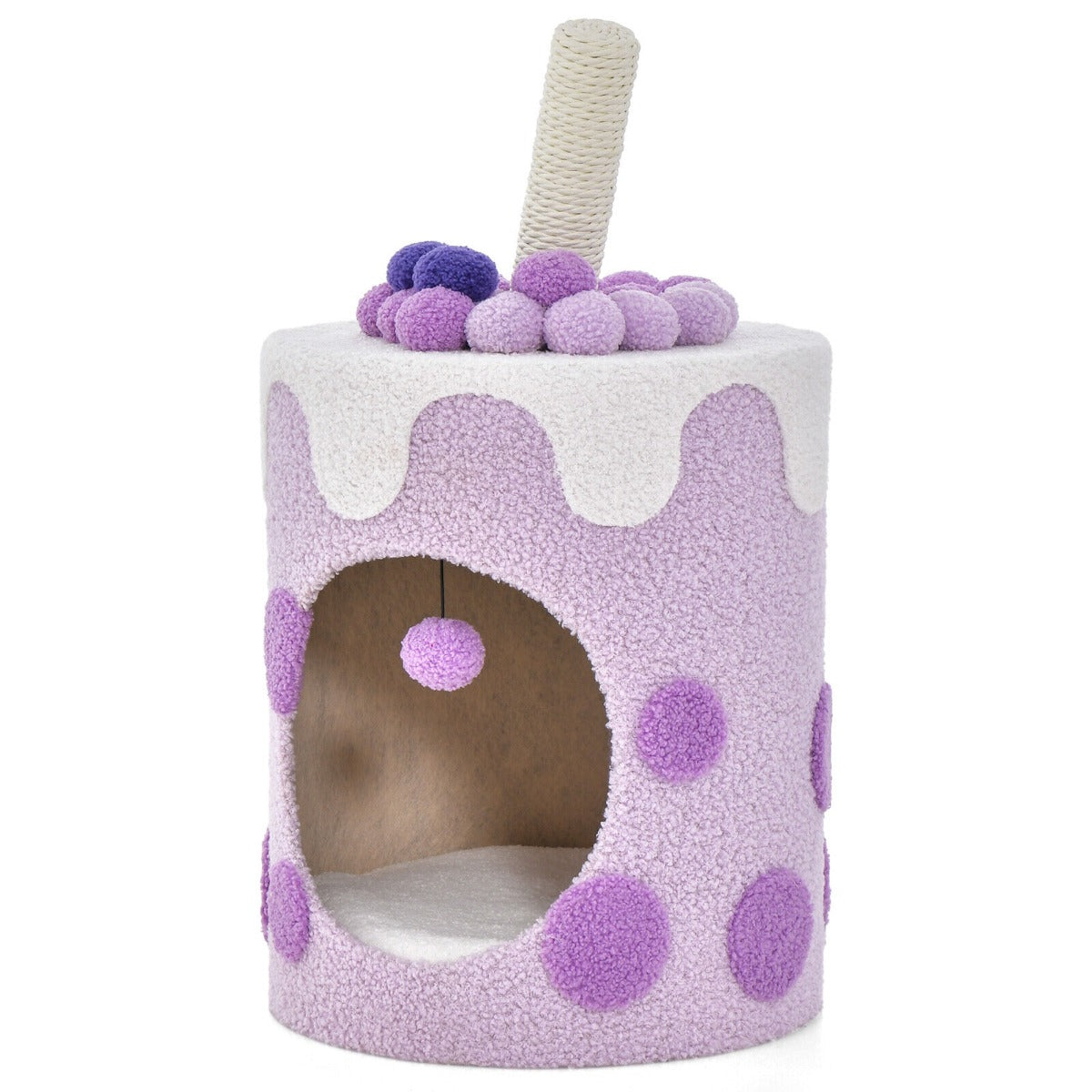 Costway Bubble Tea Cat Tree Tower Cat Condo Furniture with Scratching Post-Purple