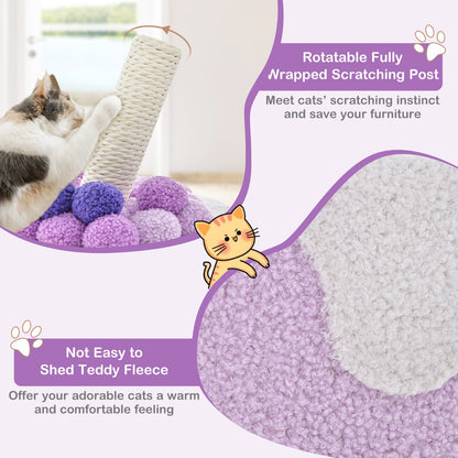 Costway Bubble Tea Cat Tree Tower Cat Condo Furniture with Scratching Post-Purple