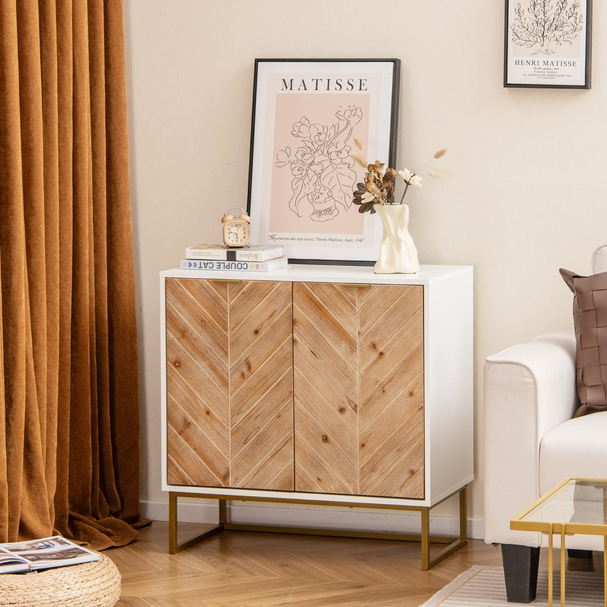Costway Sideboard Cabinet with Doors and shelf for Living Room-White
