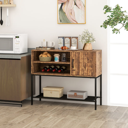Costway Buffet Sideboard Coffee Bar Cabinet with Power Outlets and USB Ports-Brown