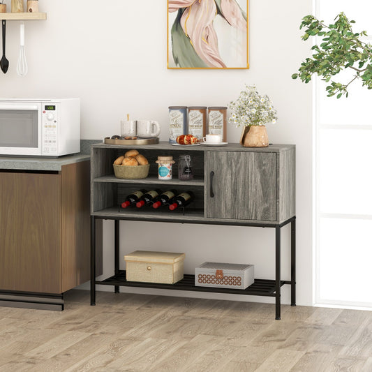 Costway Buffet Sideboard Coffee Bar Cabinet with Power Outlets and USB Ports-Grey