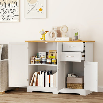 Buffet Sideboard Storage Cabinet with Spacious Table Top-White