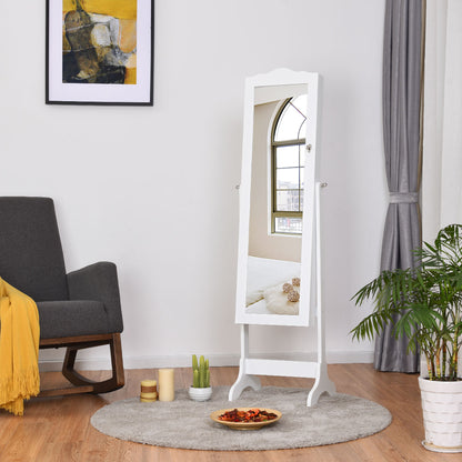 Costway Jewelry Armoire Cabinet Organizer with Cheval Mirror-White