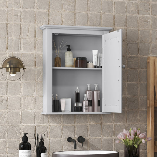 Cabinet with Height-adjustable Shelf for Bathroom/Hallway-Grey