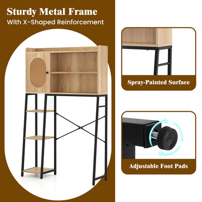 Over The Toilet Storage Cabinet with PE Rattan Door and Adjustable Shelf-Natural