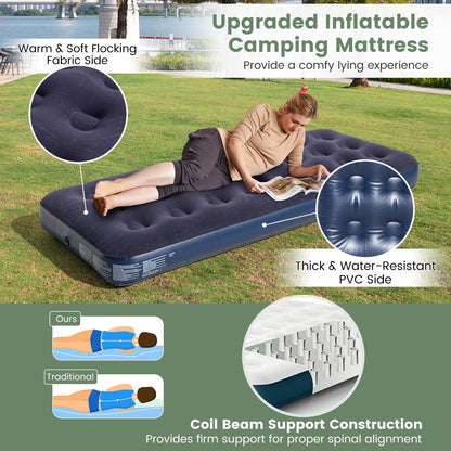 1-Person Camping Tent Cot with Air Mattress and Carry Bag for Picnic, Trip