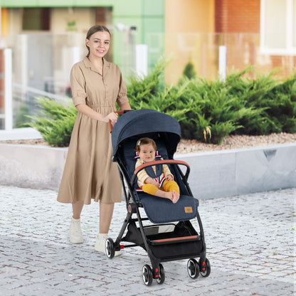 Canopy Stroller with Adjustable 95°- 175°Backrest for Baby-Navy